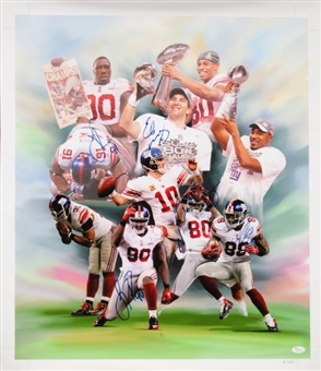 New York Giants Multi-Signed Super Bowl Giclee with Five Signatures including Manning and Cruz    